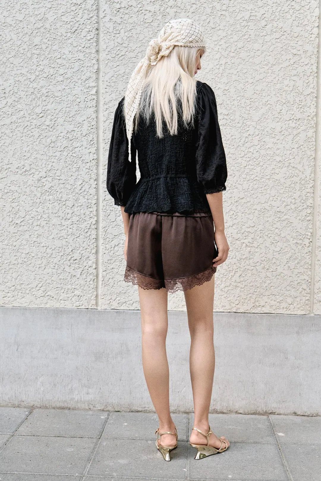 Комбинированные кружевные шорты, Zara