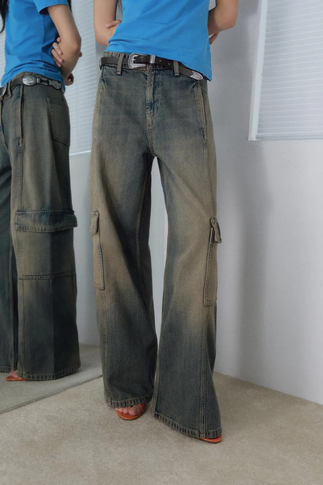 Джинсы карго со средней посадкой TRF, Zara