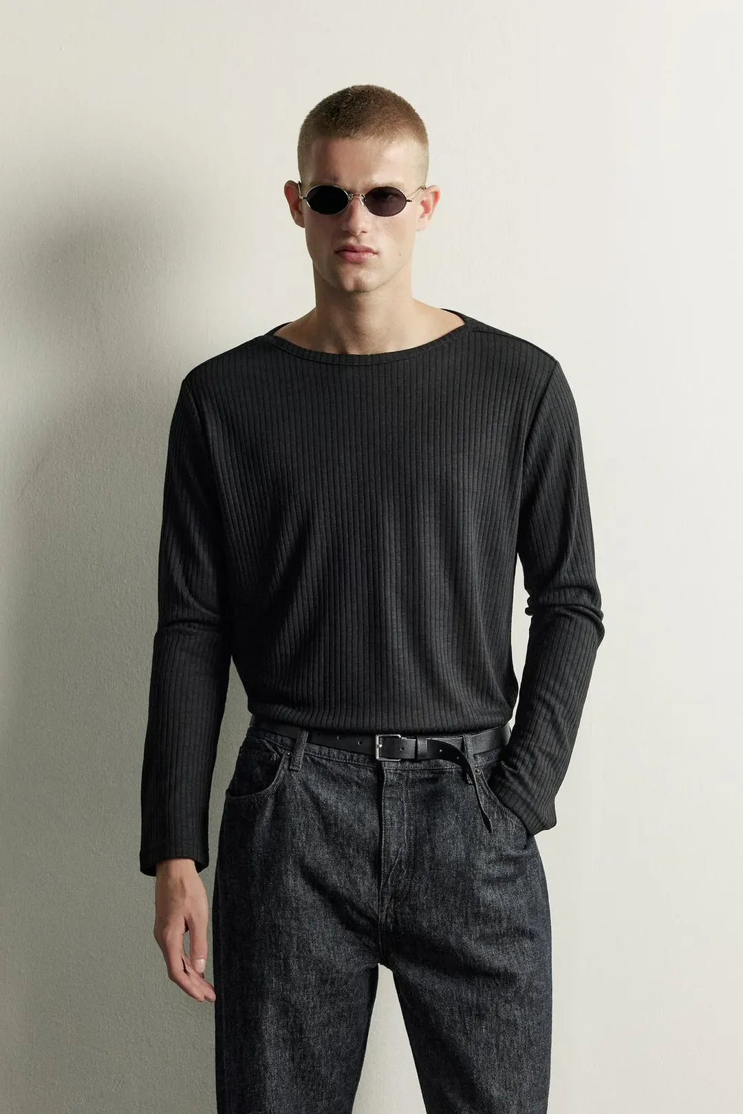 Футболка в рубчик свободного кроя, Zara