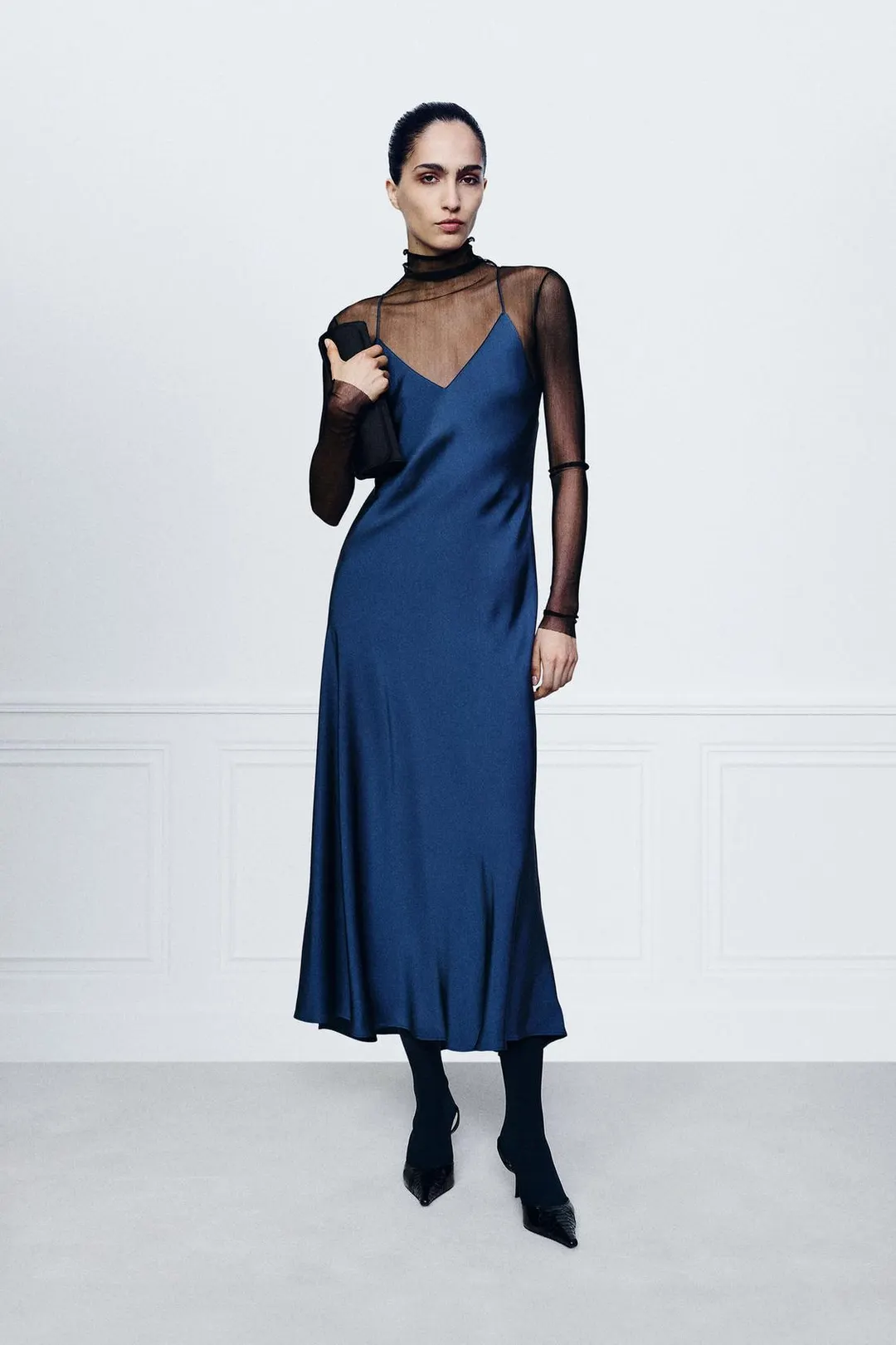 Атласное платье-комбинация ZW Collection, Zara