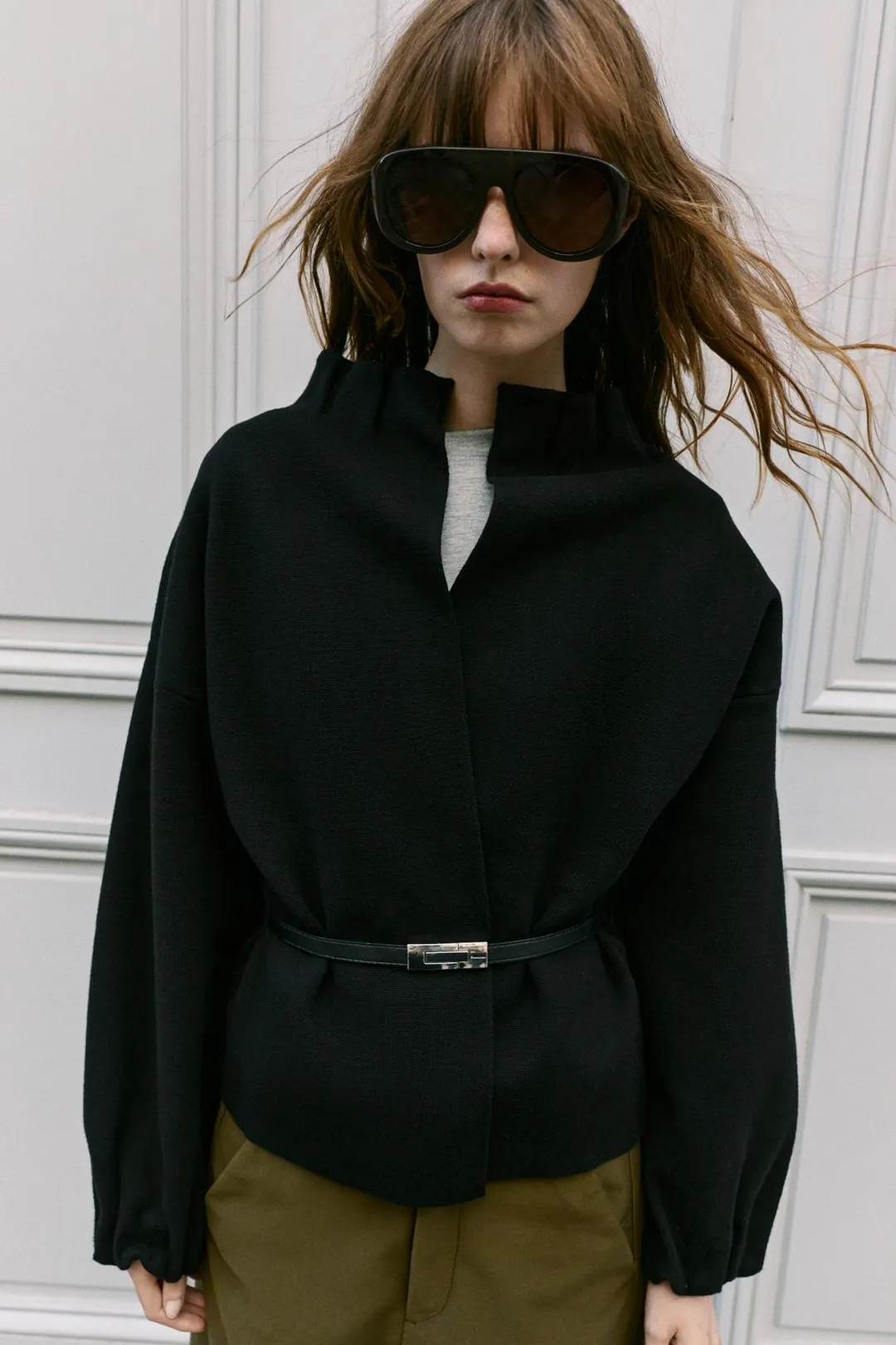 Кардиган с поясом и присборенной отделкой, Zara