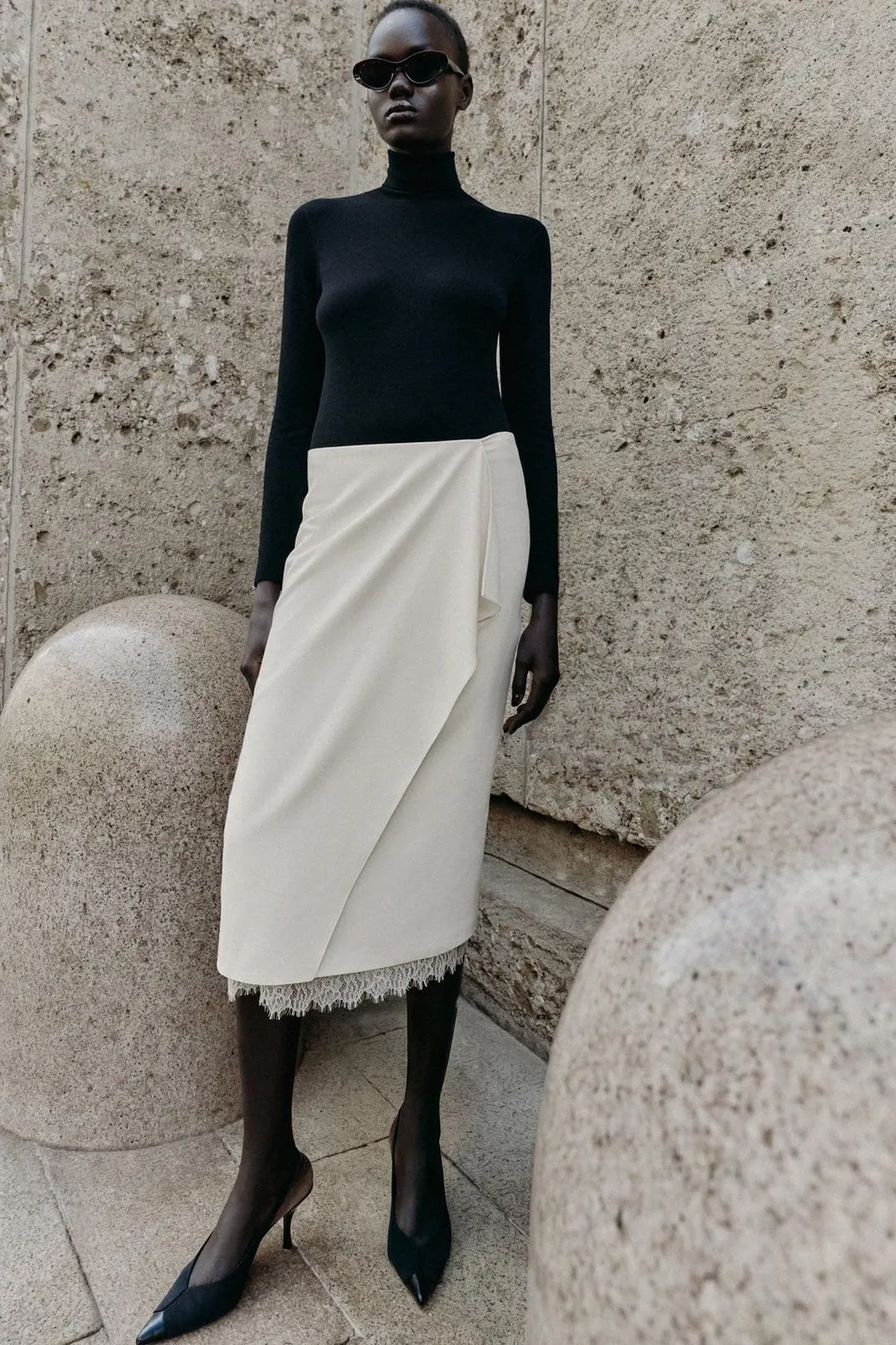 Юбка миди кружевная с запахом, Zara