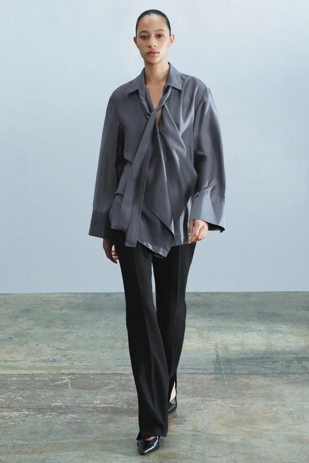 Рубашка струящаяся с завязками ZW Collection, Zara