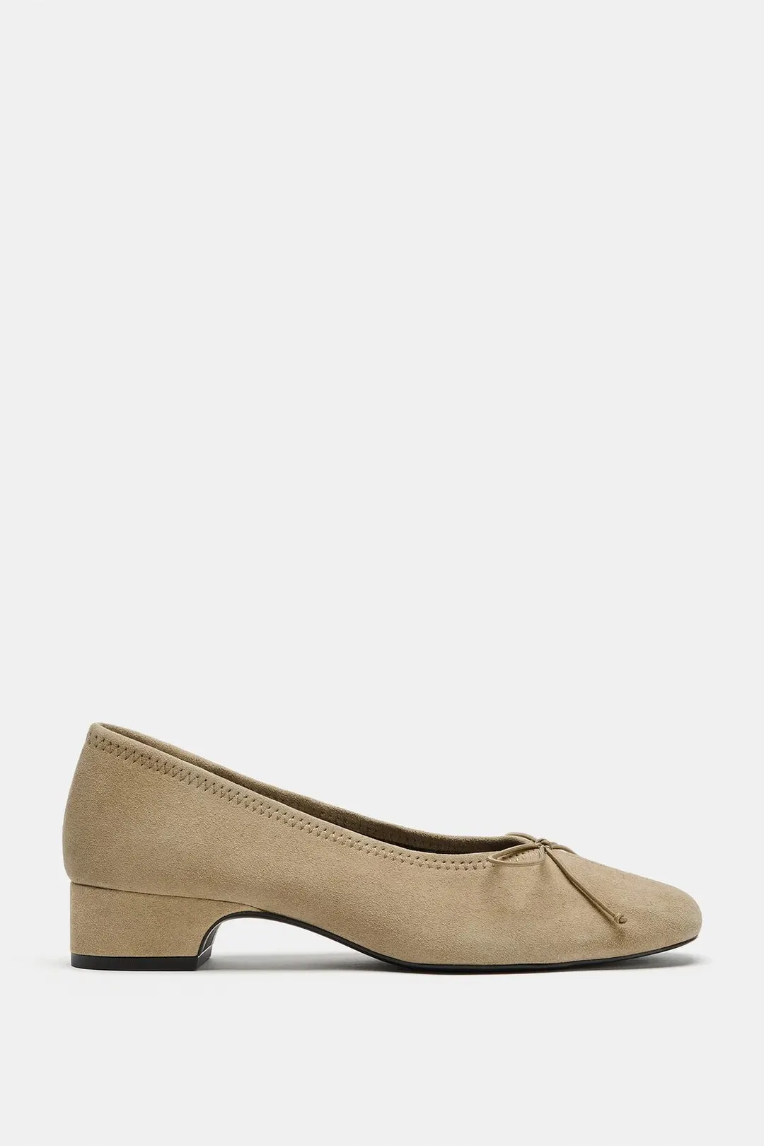 Балетки из замши на каблуке, Zara