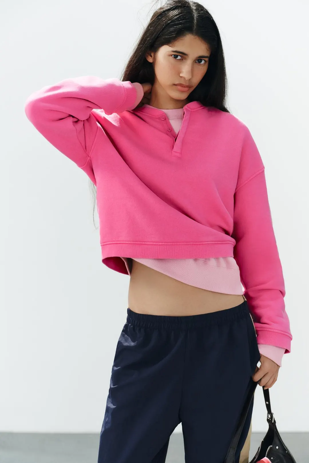 Свитшот с эффектом выцветшей ткани и пуговицами, Zara