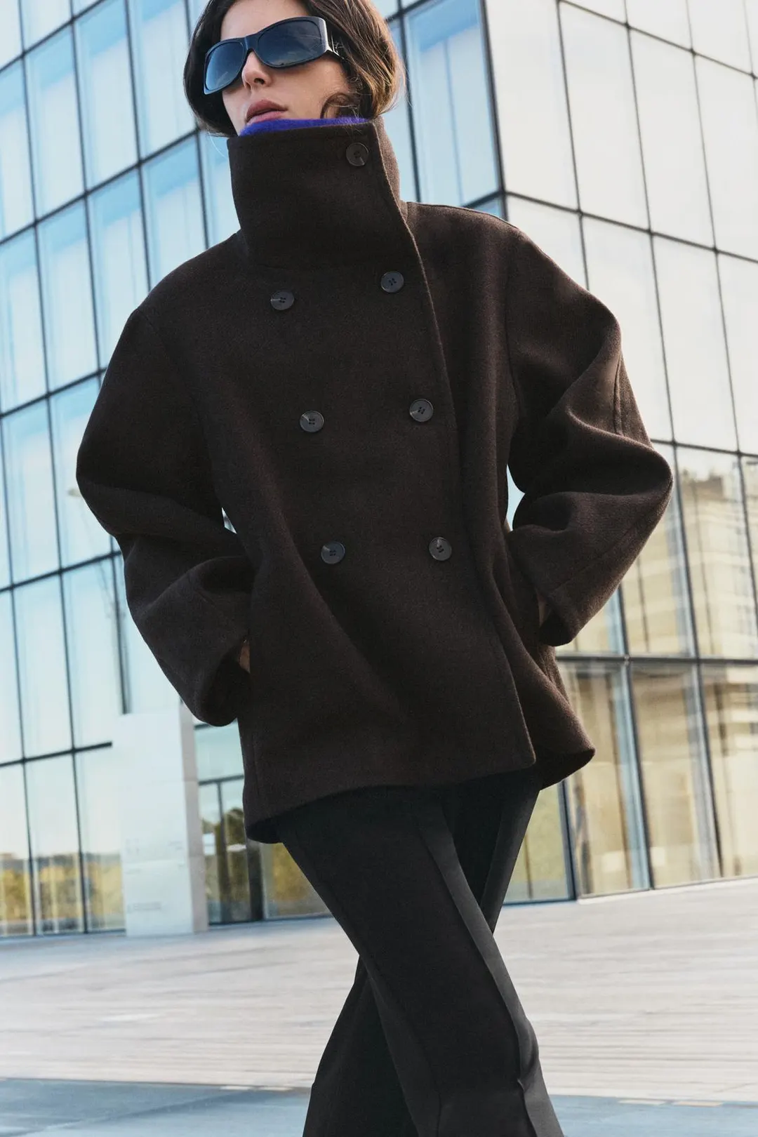 Короткое пальто с высоким воротником, Zara