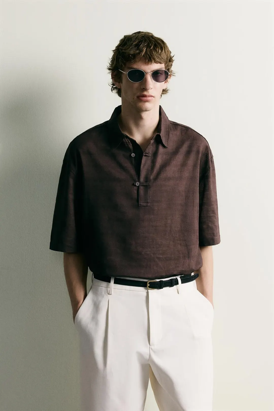 Поло из льна и хлопка, Zara
