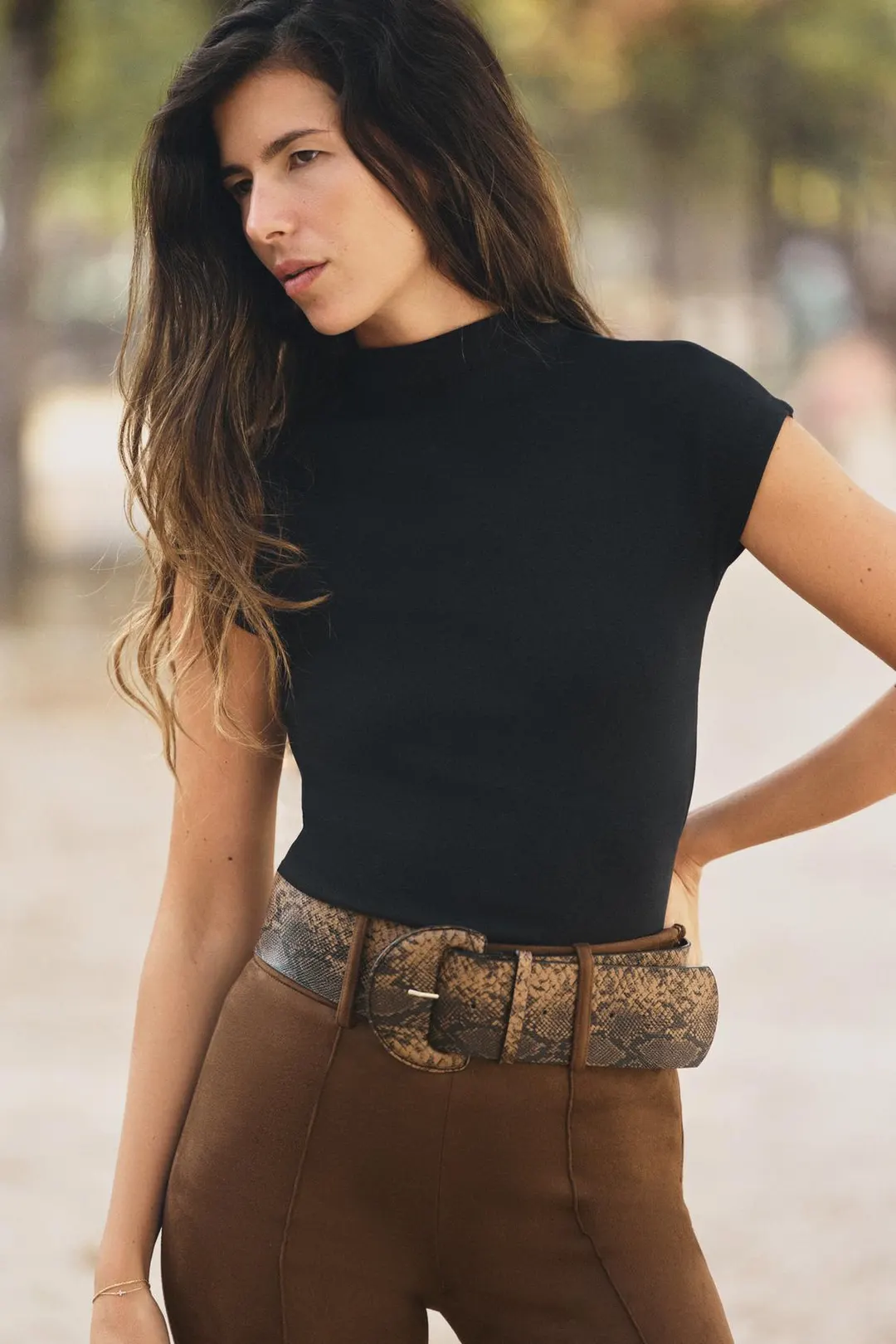 Топ из лиоцелла с высоким воротником, Zara