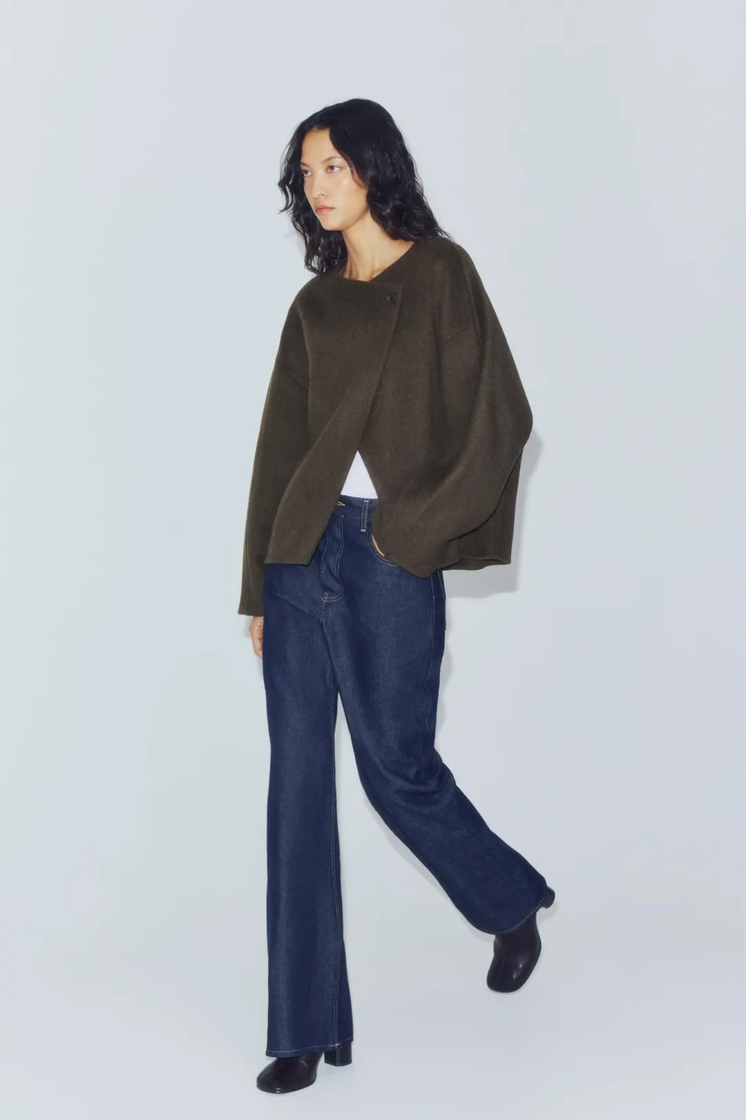 Короткое пальто из смесовой шерсти ZW Collection, Zara