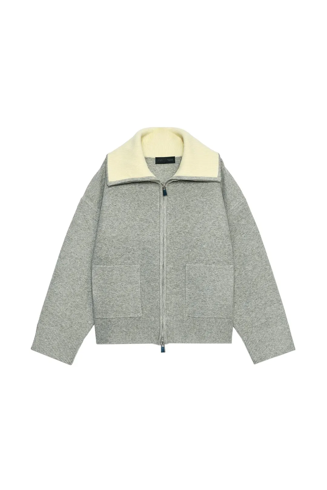 Кардиган с контрастной горловиной, Zara