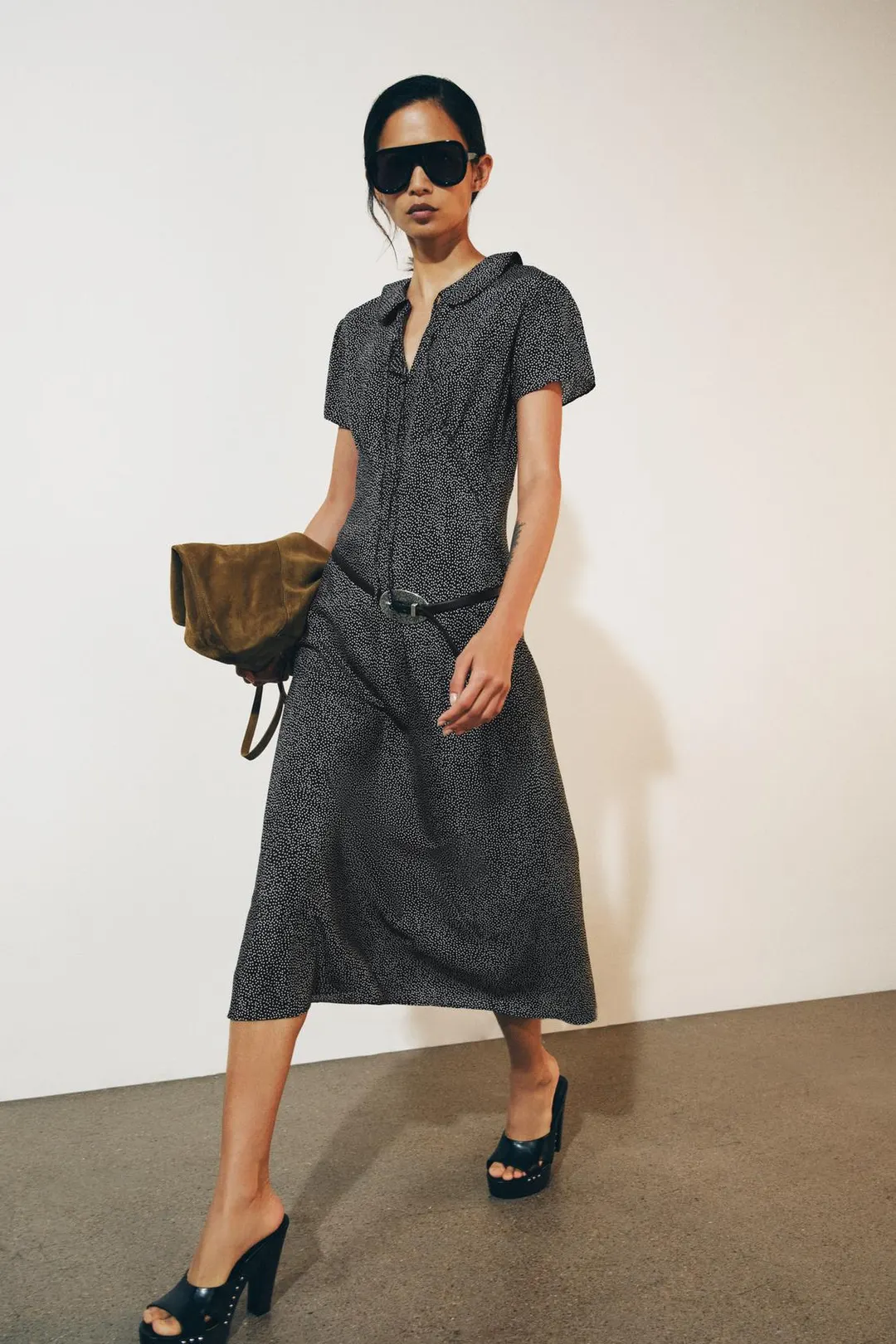 Платье миди в горошек ZW Collection, Zara
