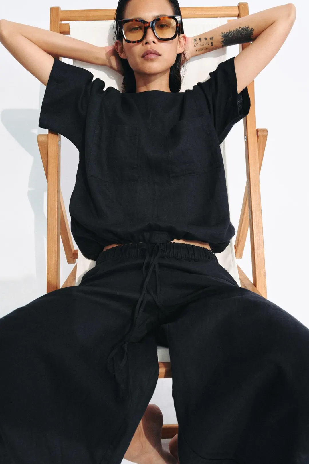 Брюки из 100% льна с разрезами ZW Collection, Zara