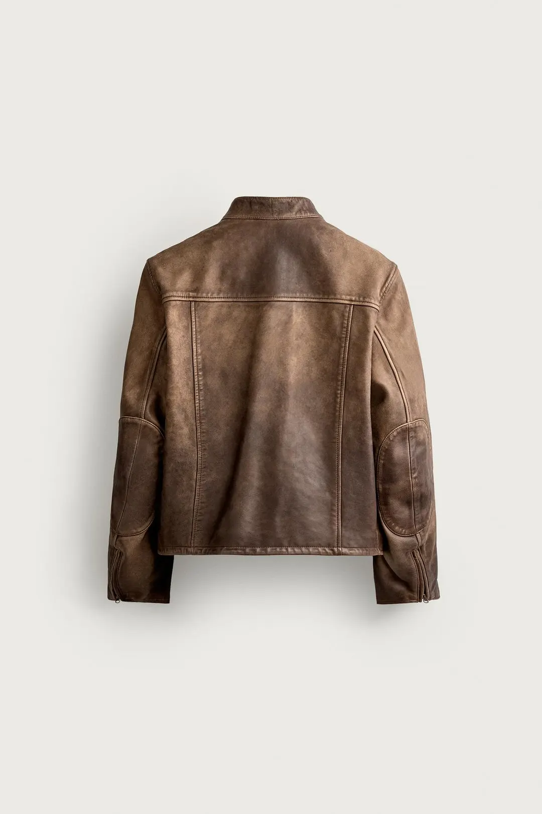 Косуха кожаная с эффектом потертости, Zara