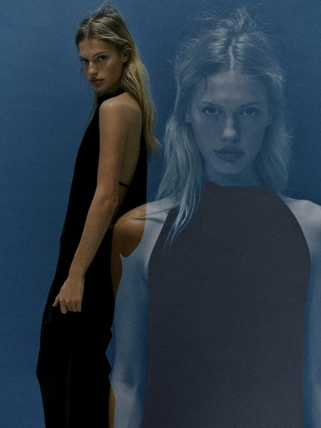 Бархатное платье миди с драпировкой на спине, Zara