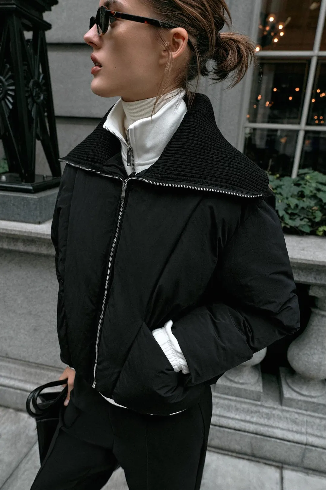 Комбинированный пуховик оверсайз, Zara