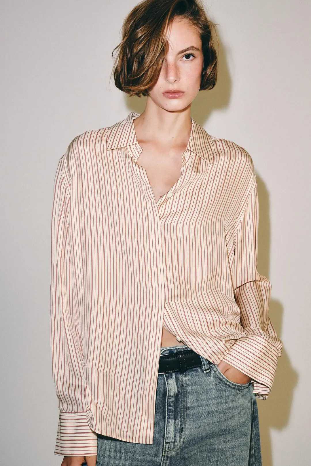 Шелковая рубашка в полоску ZW Collection, Zara