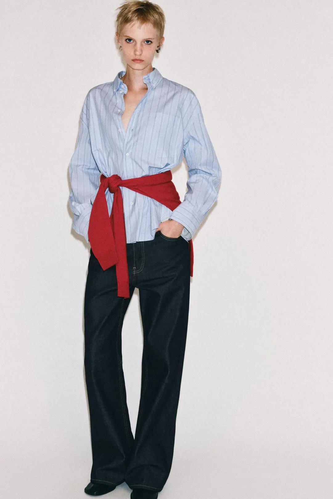 Рубашка оксфорд в полоску ZW Collection, Zara