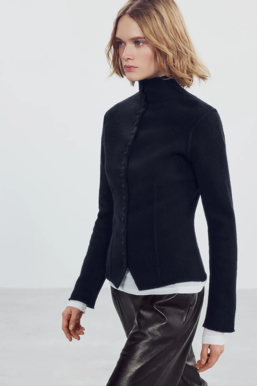 Кардиган из шерсти с высоким воротником, Zara
