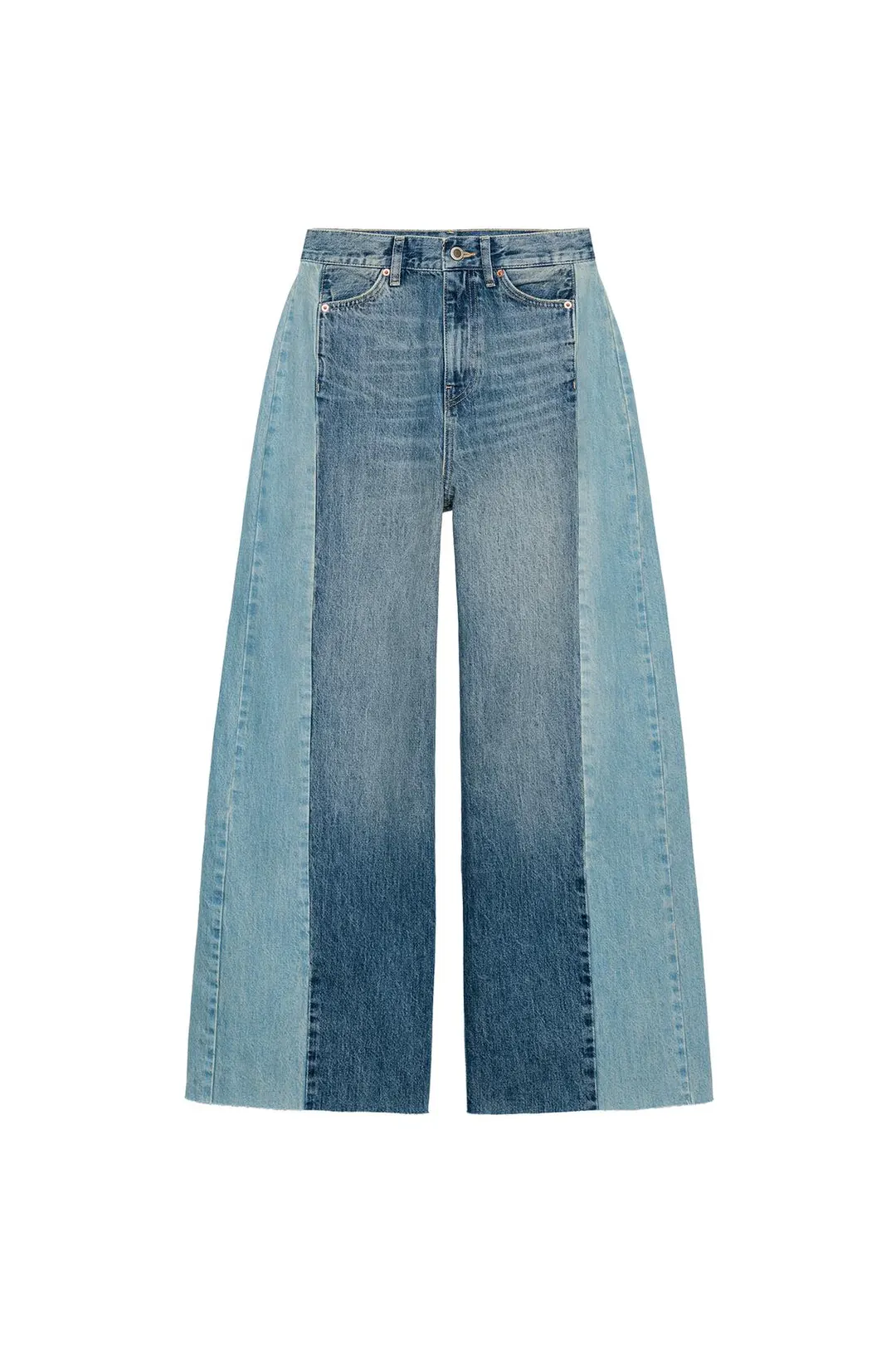 Широкие джинсы из денима пэчворк ZW Collection со средней посадкой, Zara