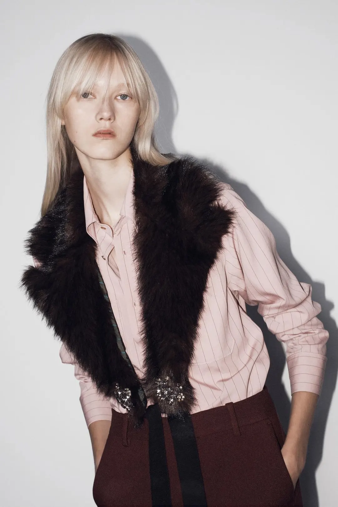Рубашка в полоску с карманом ZW Collection, Zara