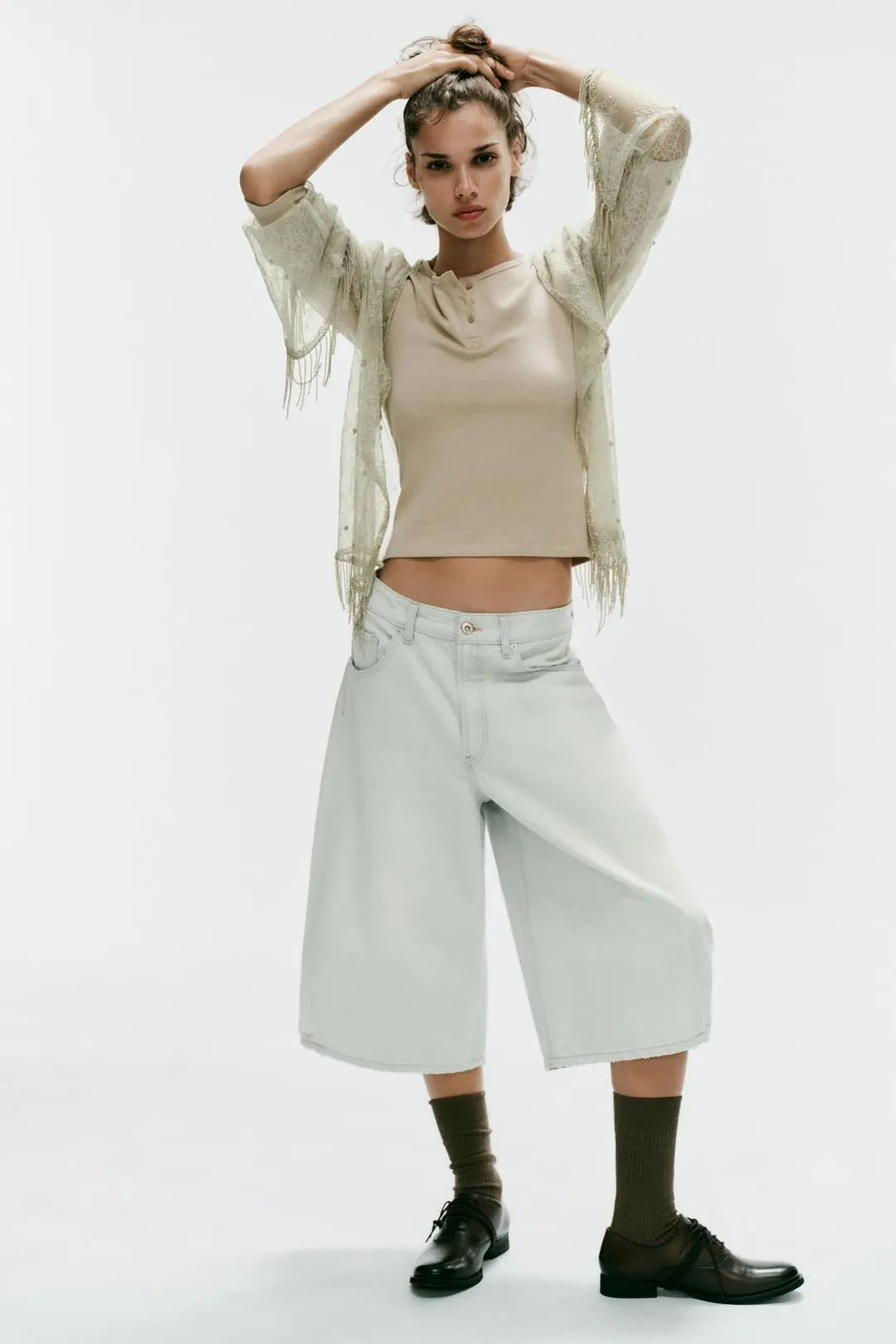 Кружевной жакет с бусинами, Zara