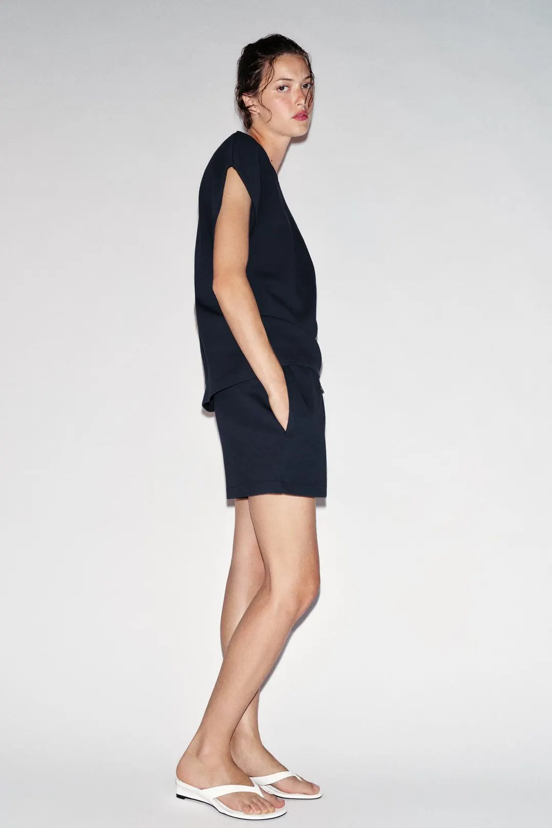 Футболка из интерлока с короткими рукавами, Zara