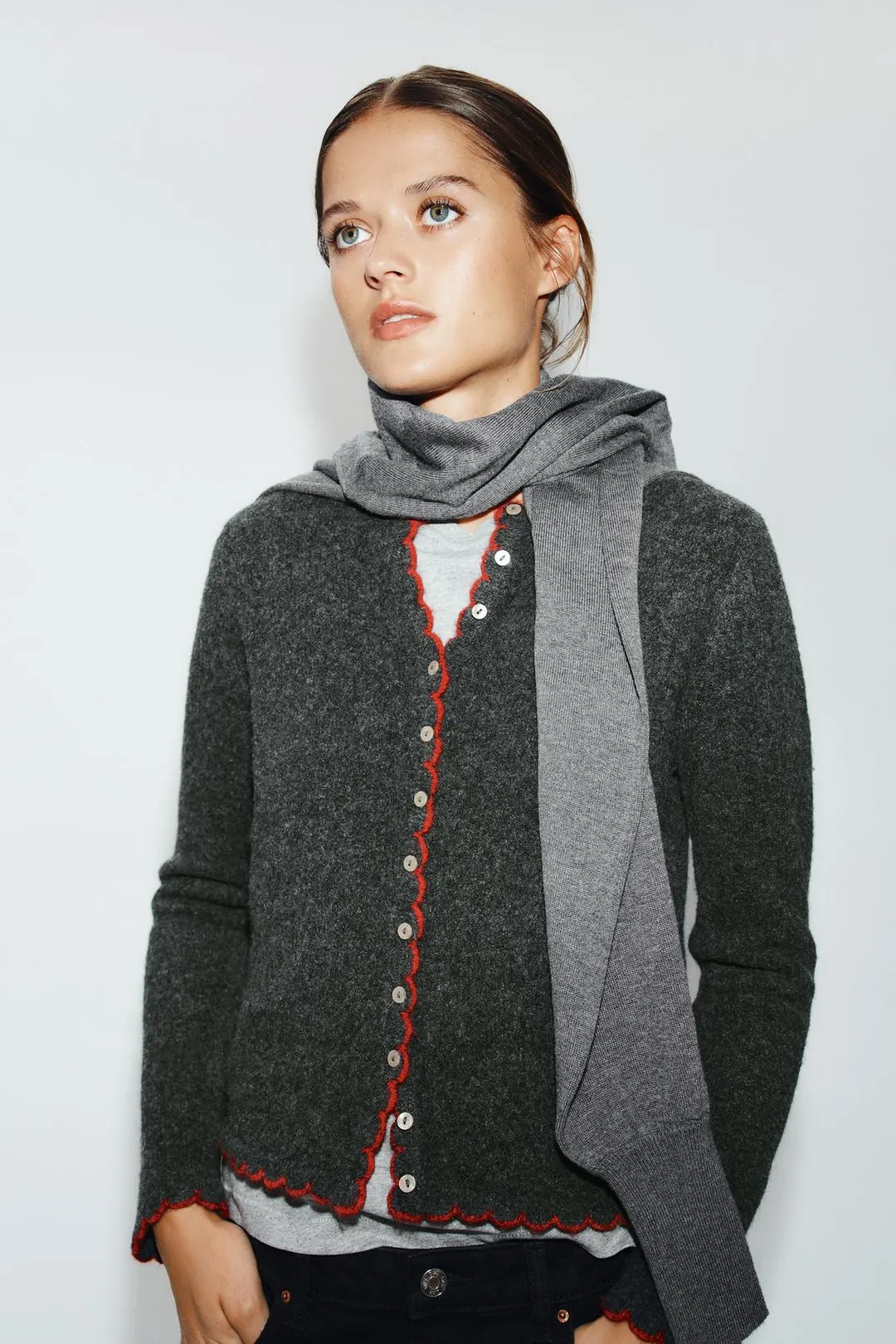 Кардиган с контрастной отделкой, Zara