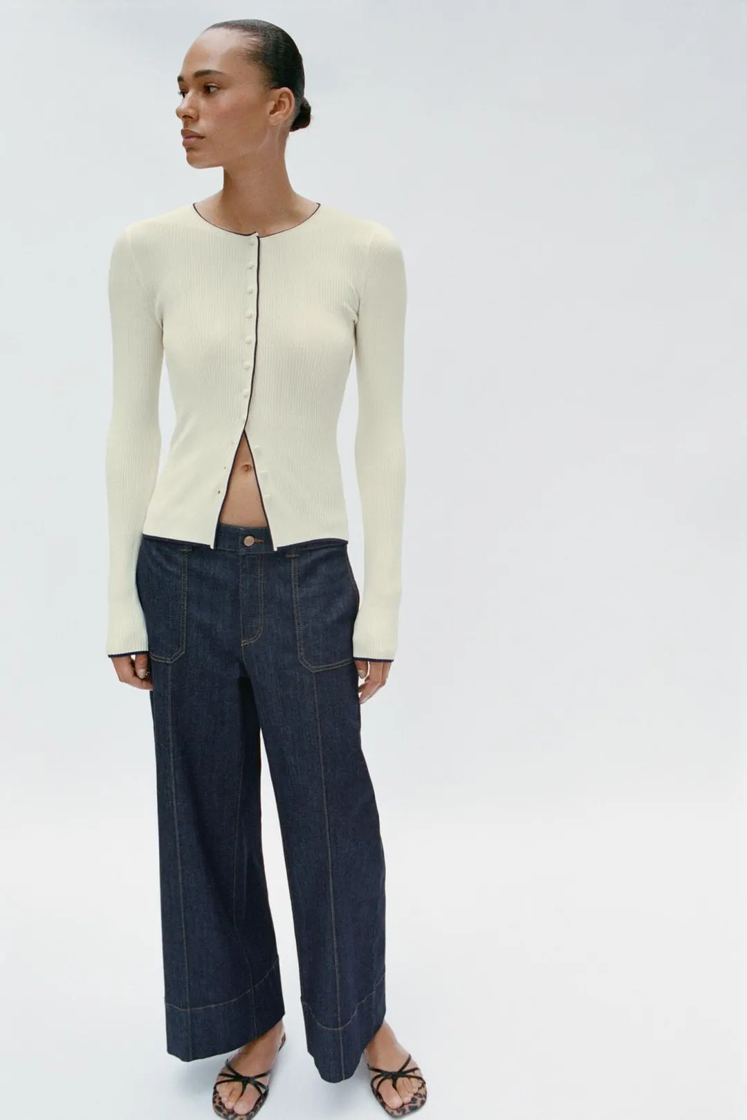 Кардиган с контрастной отделкой, Zara