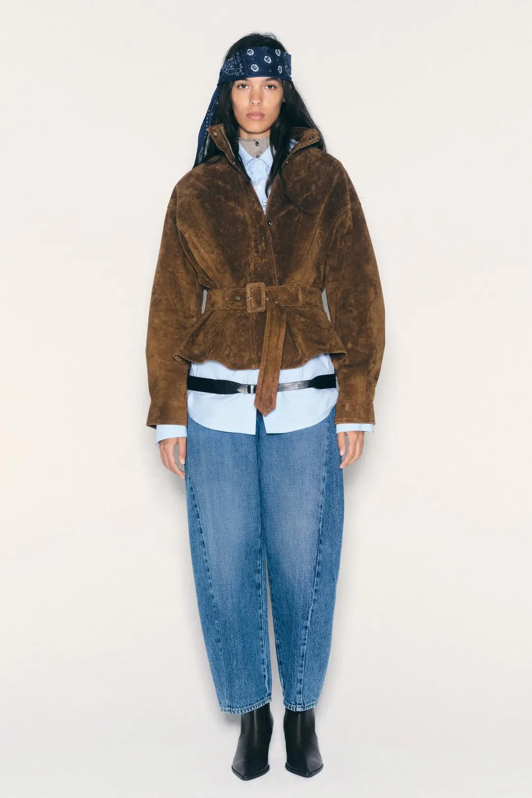 Куртка из 100% кожи с поясом, Zara