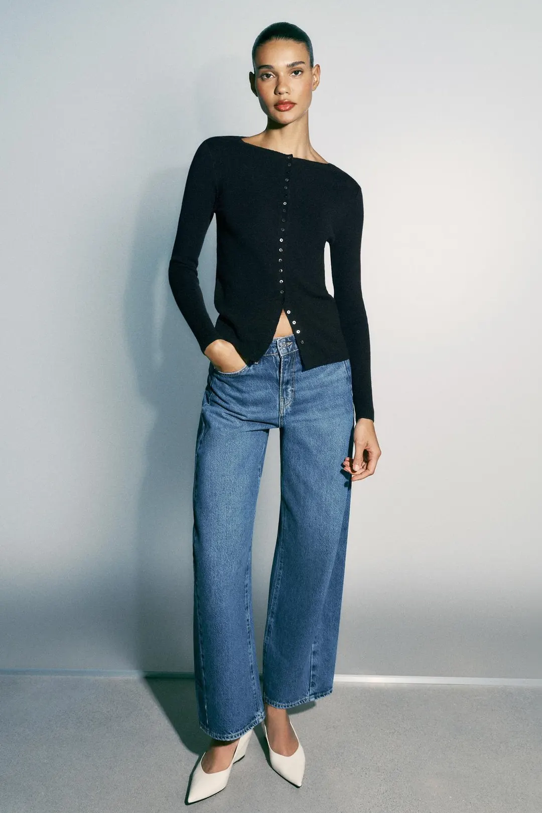 Джинсы barrel Z1975 с высокой посадкой, Zara