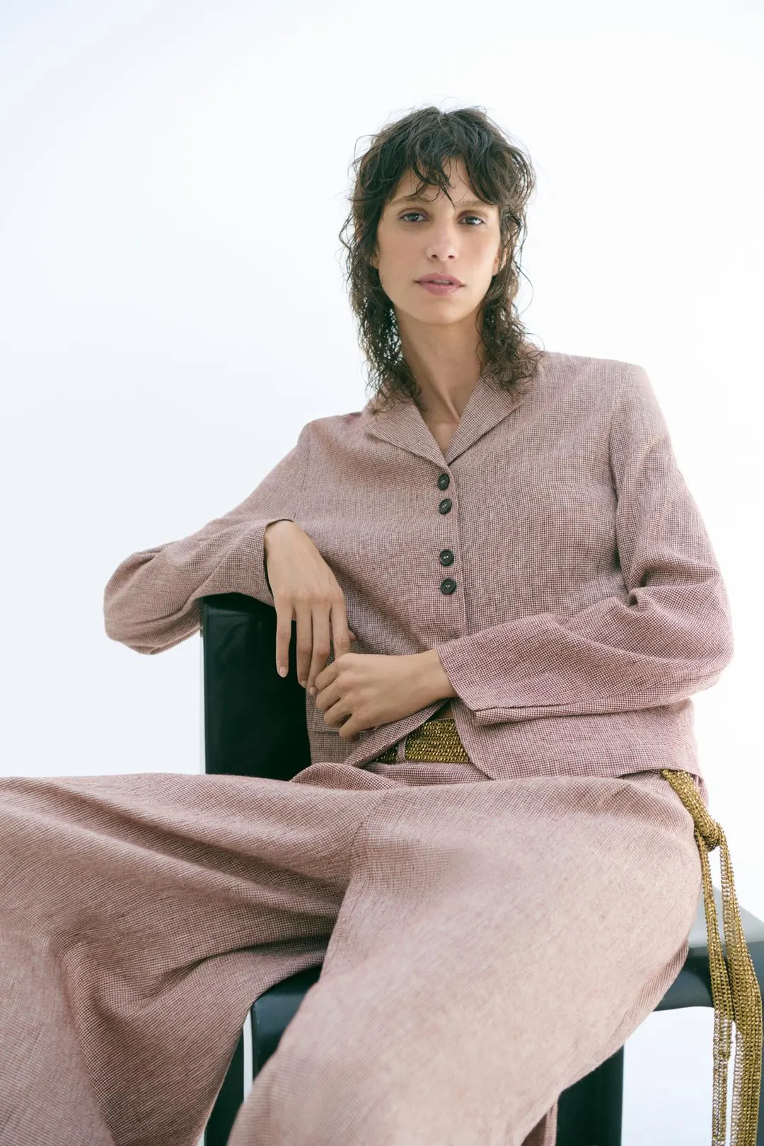Брюки ZW Collection из смесового льна с боковыми разрезами, Zara