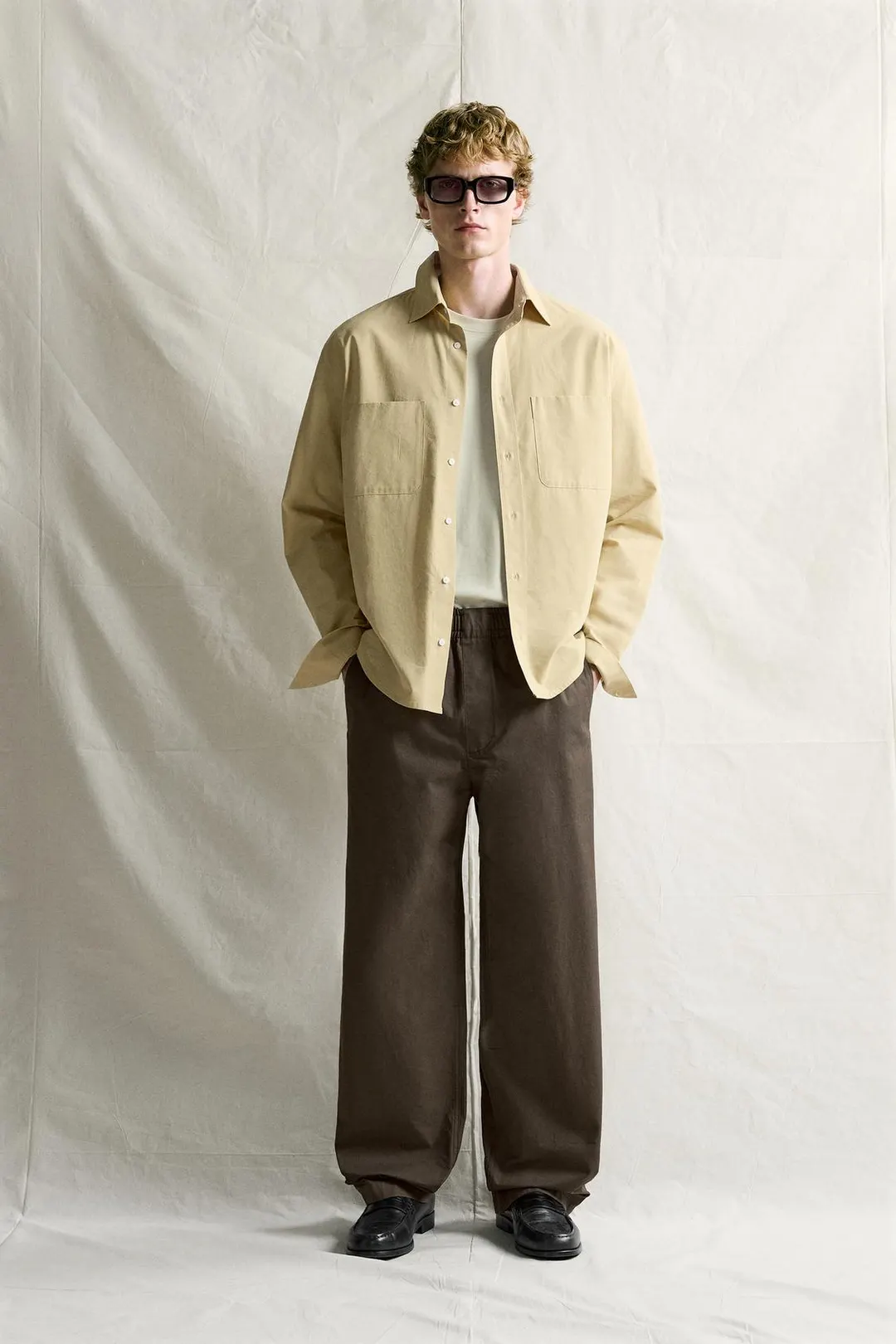 Брюки фасона баррель из хлопка, Zara