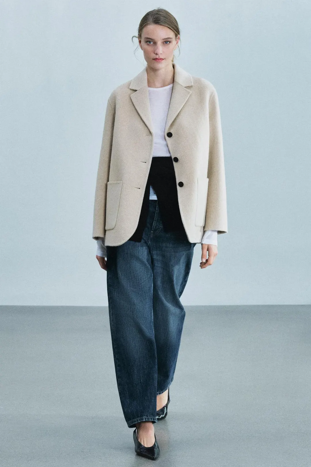 Короткое пальто из смесовой шерсти ZW Collection, Zara