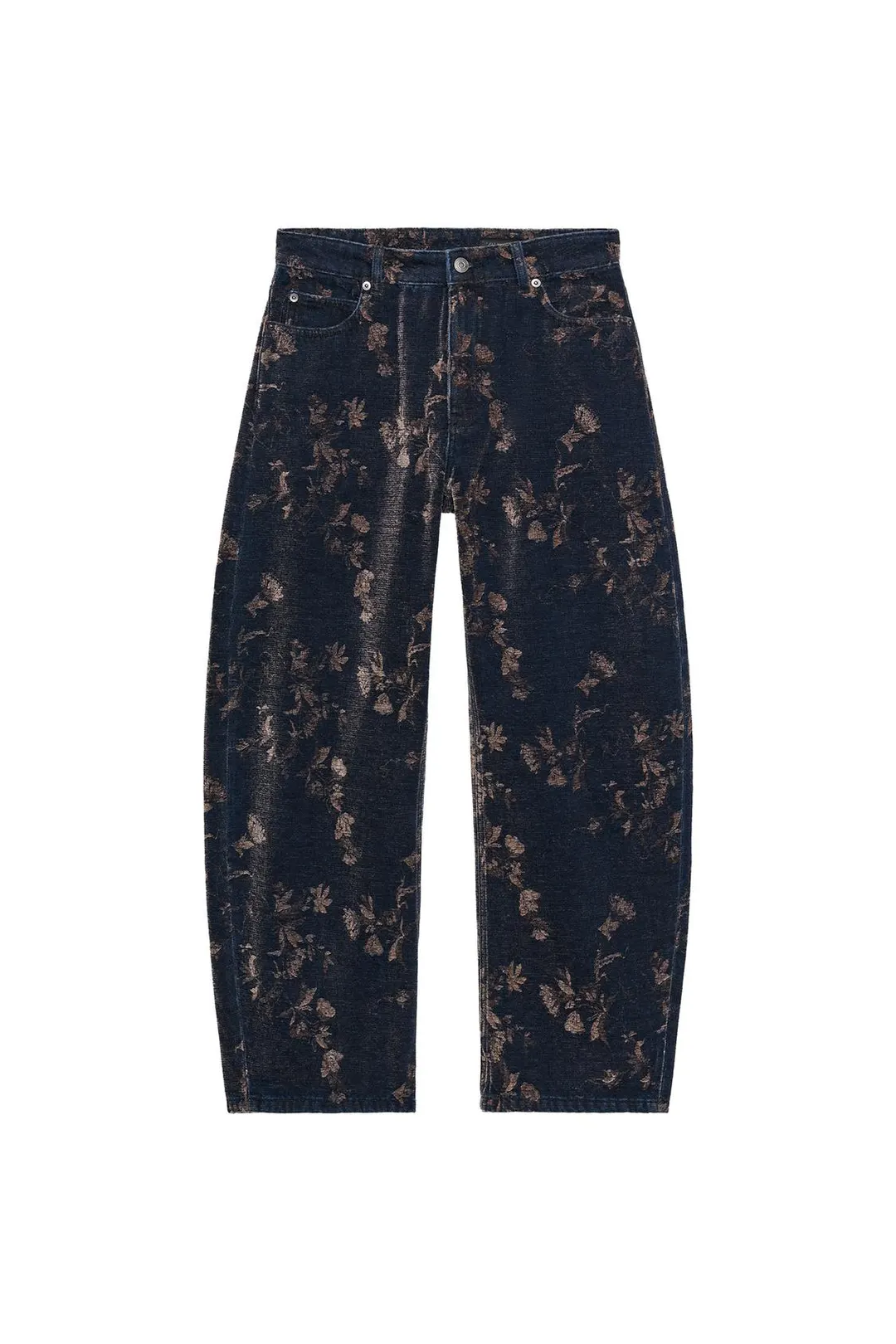 Джинсы-баллоны со средней посадкой с отворотами из жаккарда ZW Collection, Zara