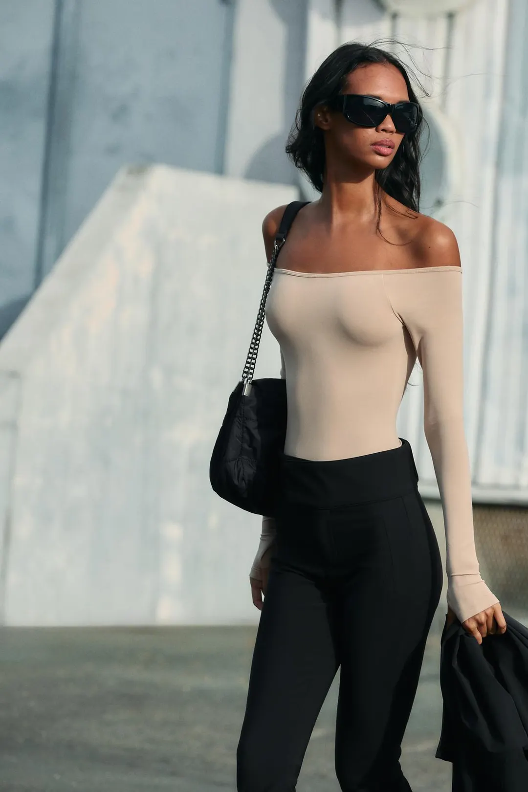 Мягкое боди с вырезом лодочкой, Zara