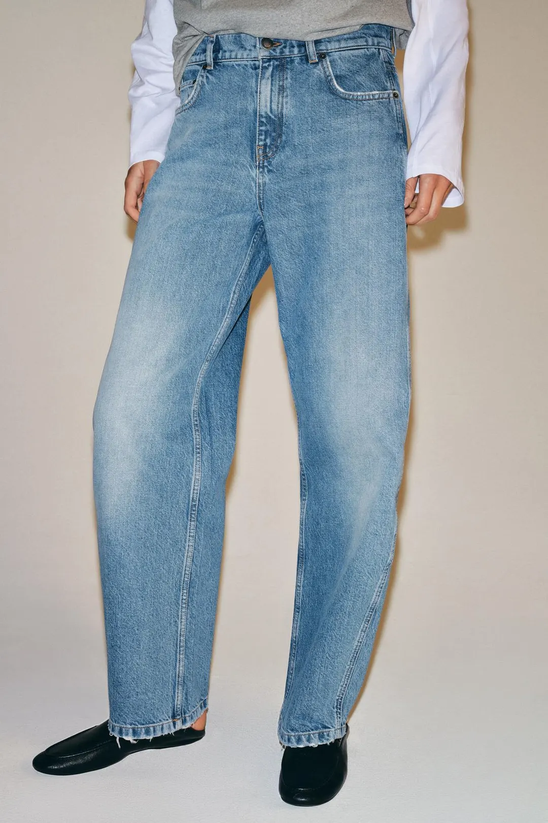 Джинсы ZW Collection прямого изогнутого кроя средней посадки, Zara