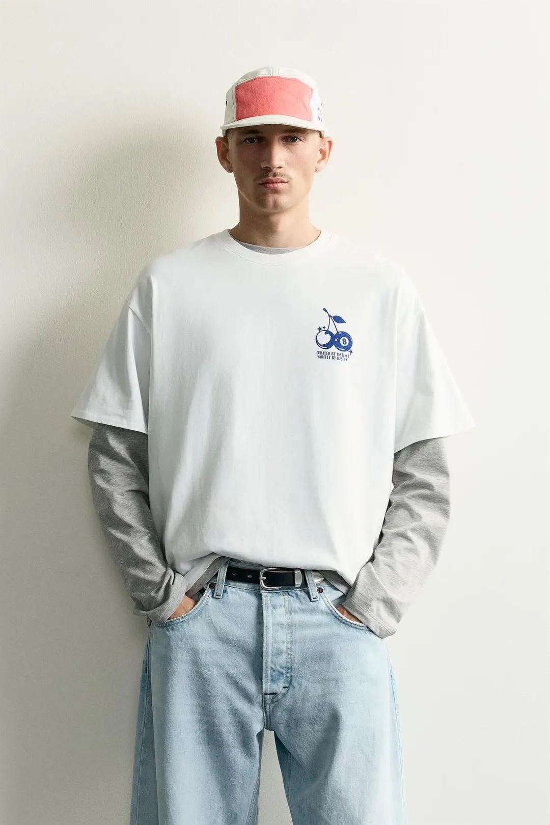 Футболка свободного кроя с контрастным принтом, Zara