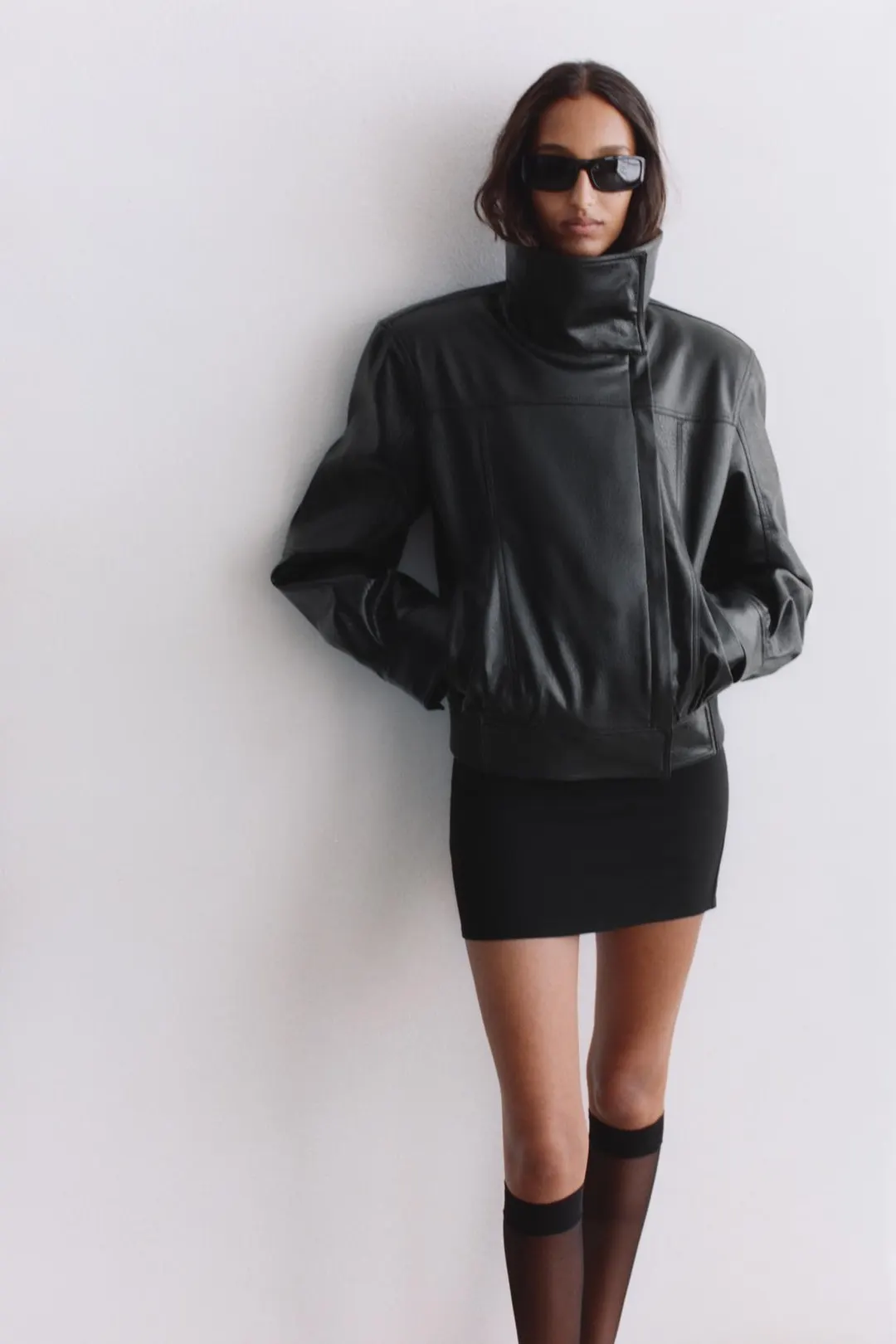 Куртка под кожу с подплечниками, Zara