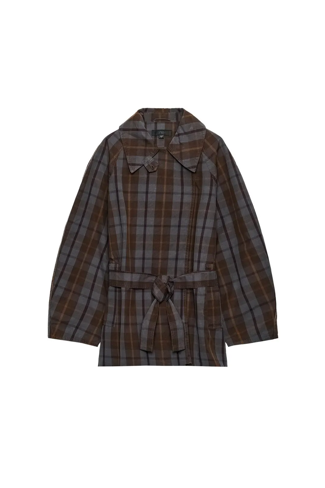 Тренч в клетку с поясом, Zara