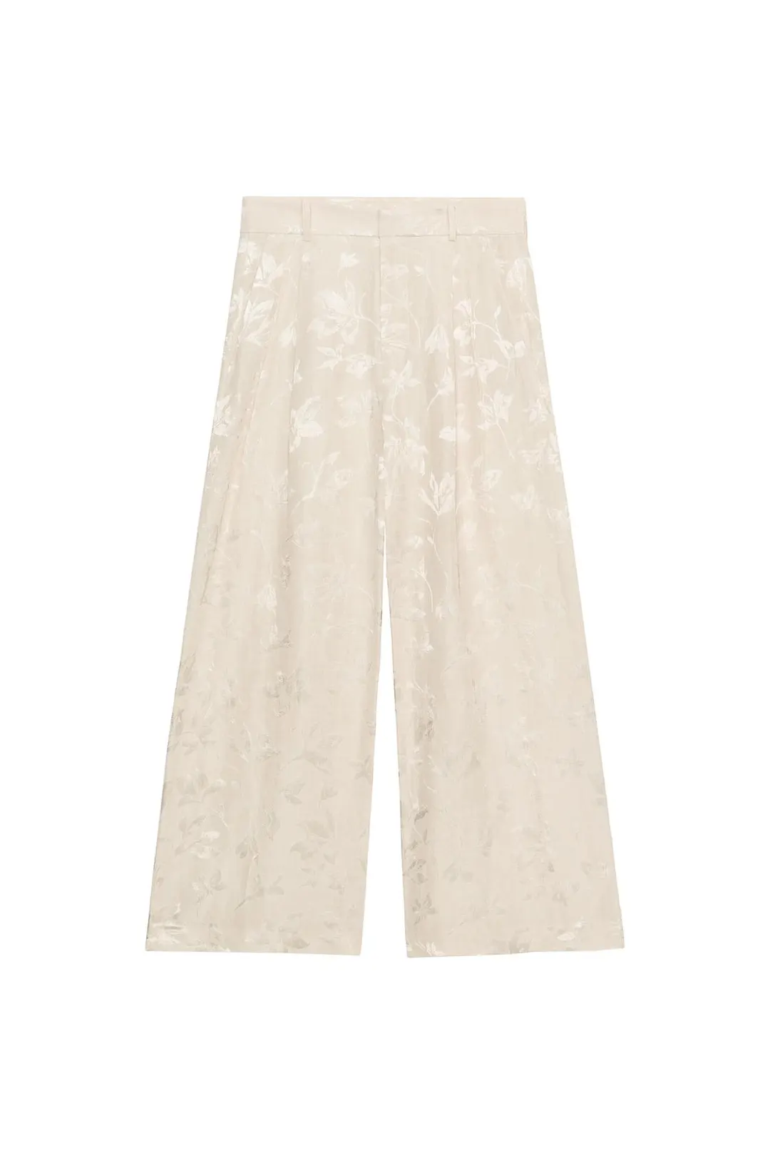 Жаккардовые брюки ZW Collection из смесового льна, Zara