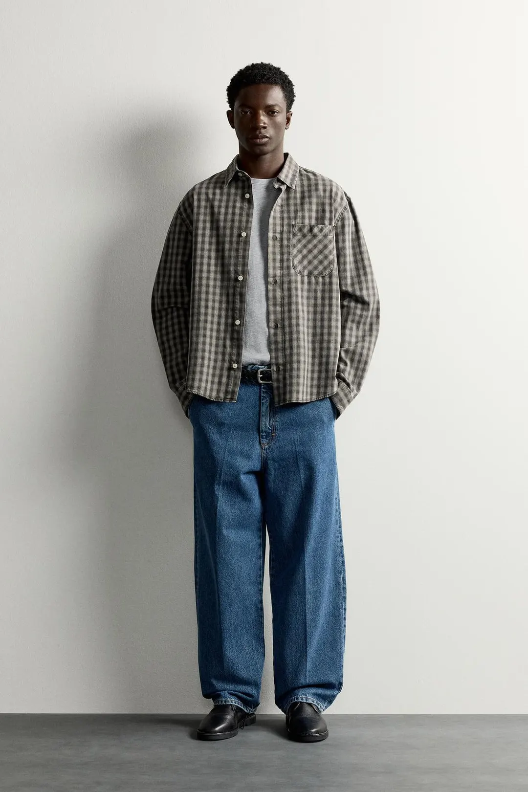 Рубашка классического кроя из лиоцелла и хлопка, Zara