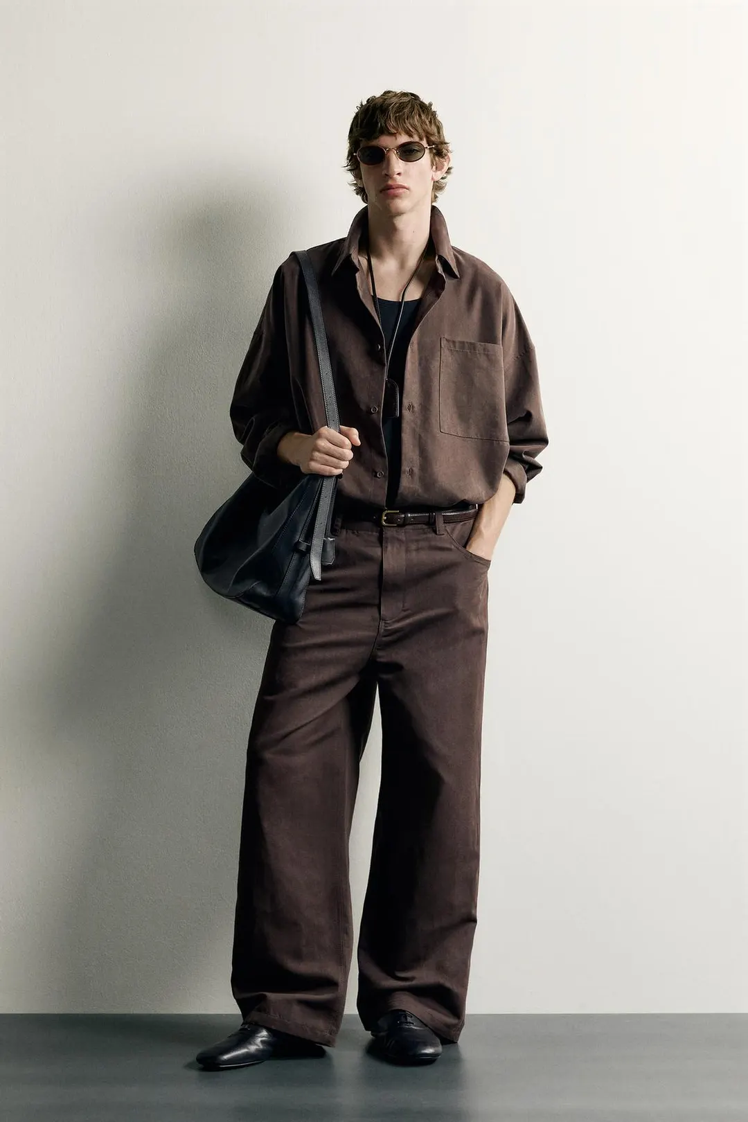 Брюки свободного кроя из хлопка и льна, Zara
