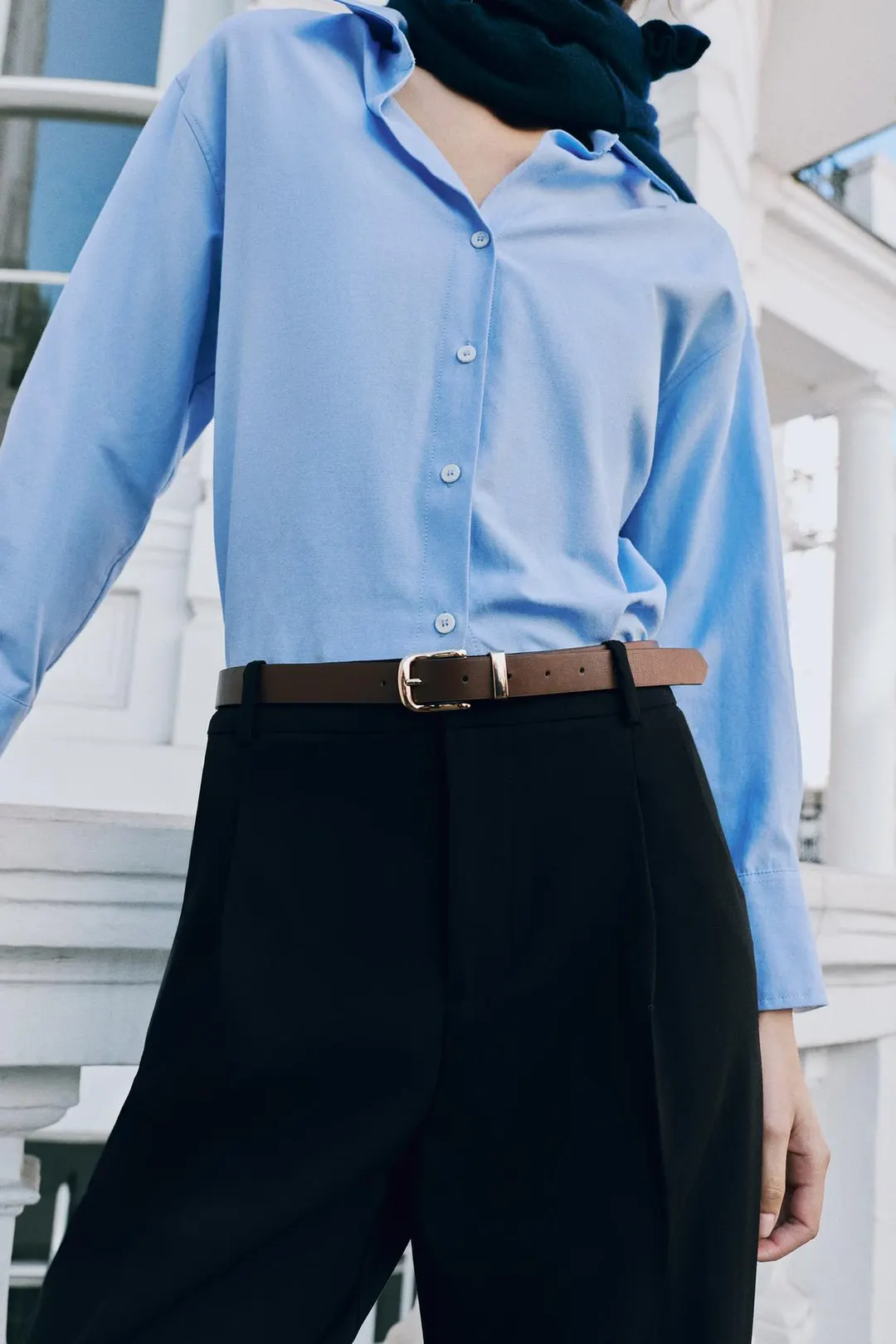 Укороченные брюки с поясом, Zara