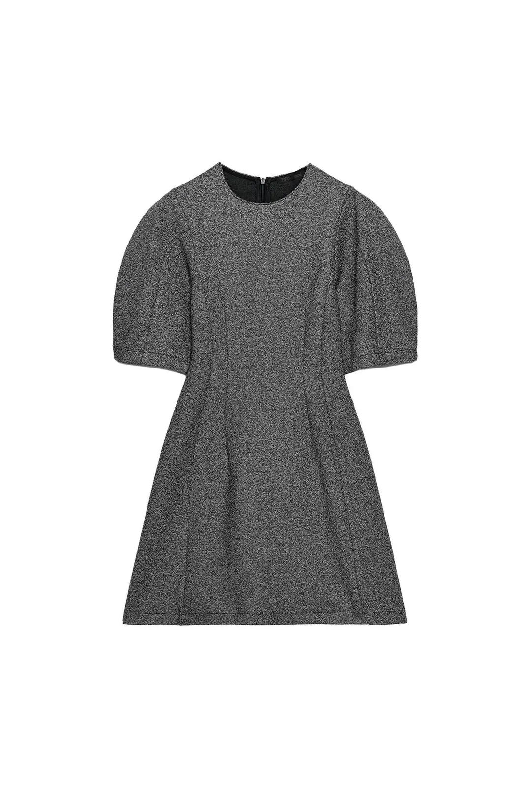 Платье мини структурное с объемными рукавами, Zara