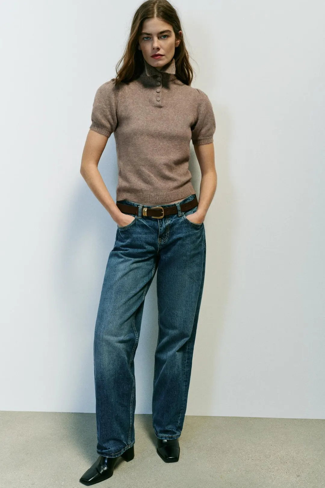 Вязаный свитер с короткими рукавами, Zara