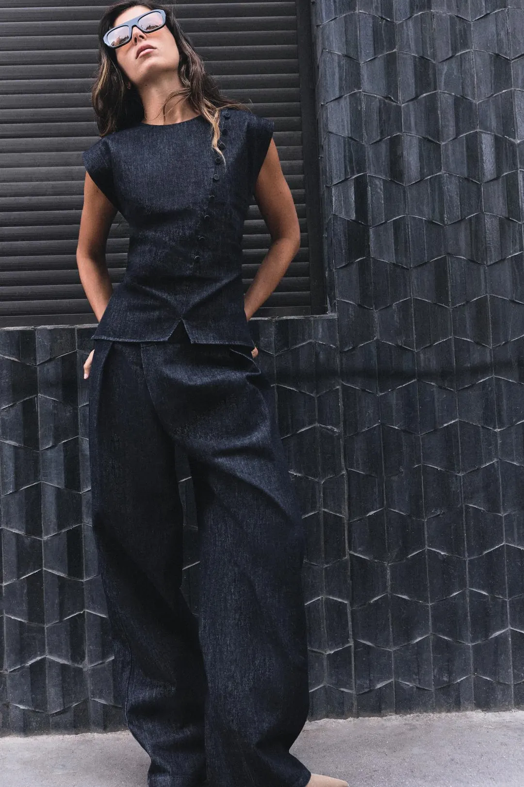 Джинсовый топ Z1975 с обтяжными пуговицами, Zara