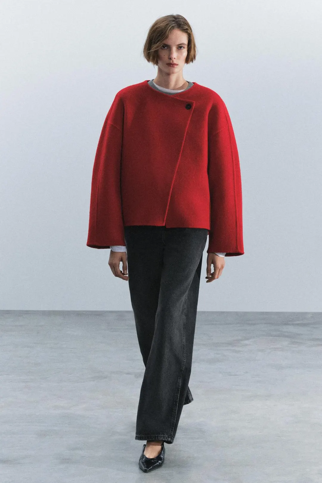 Короткое пальто из смесовой шерсти ZW Collection, Zara