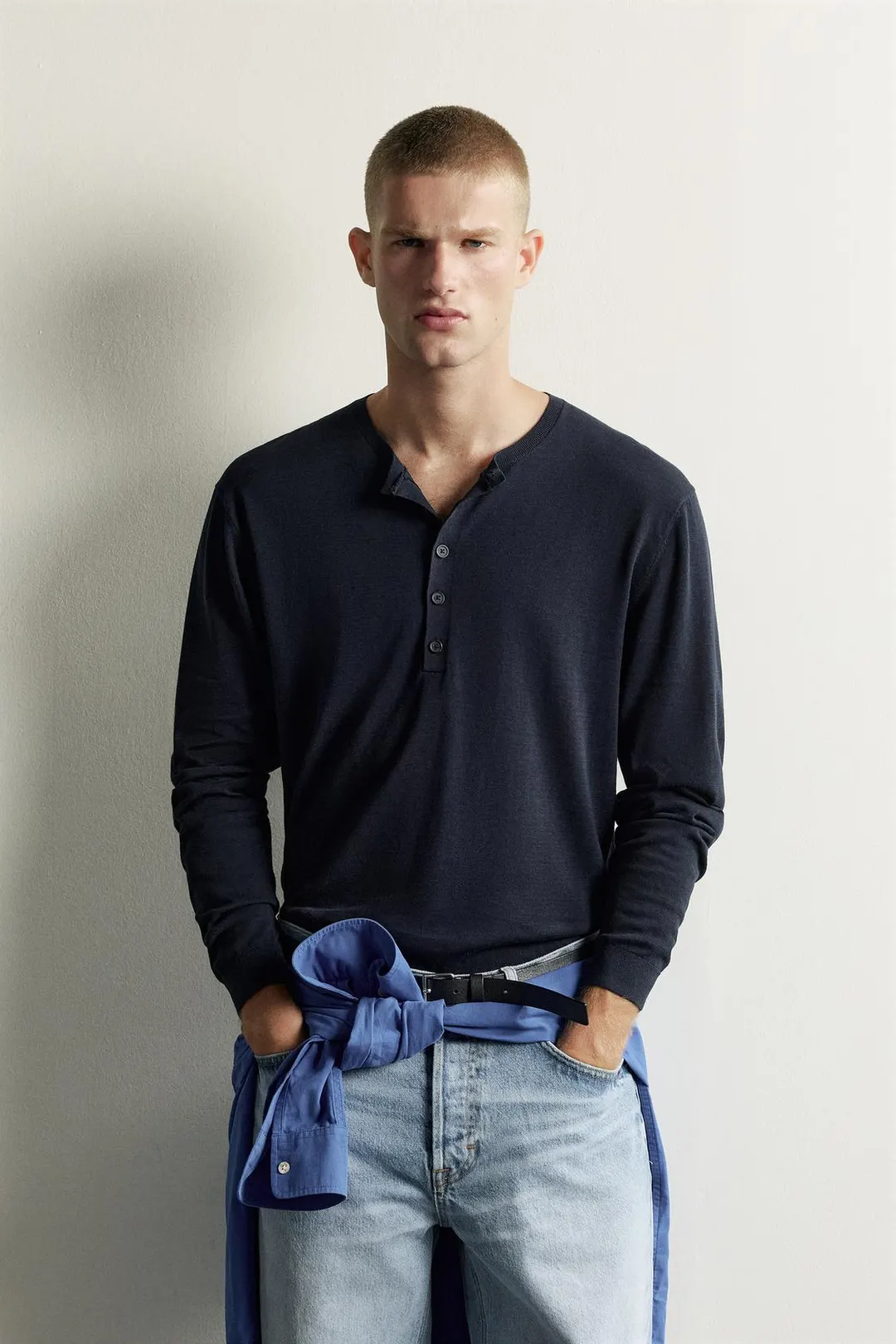 Трикотажная футболка хенли, Zara