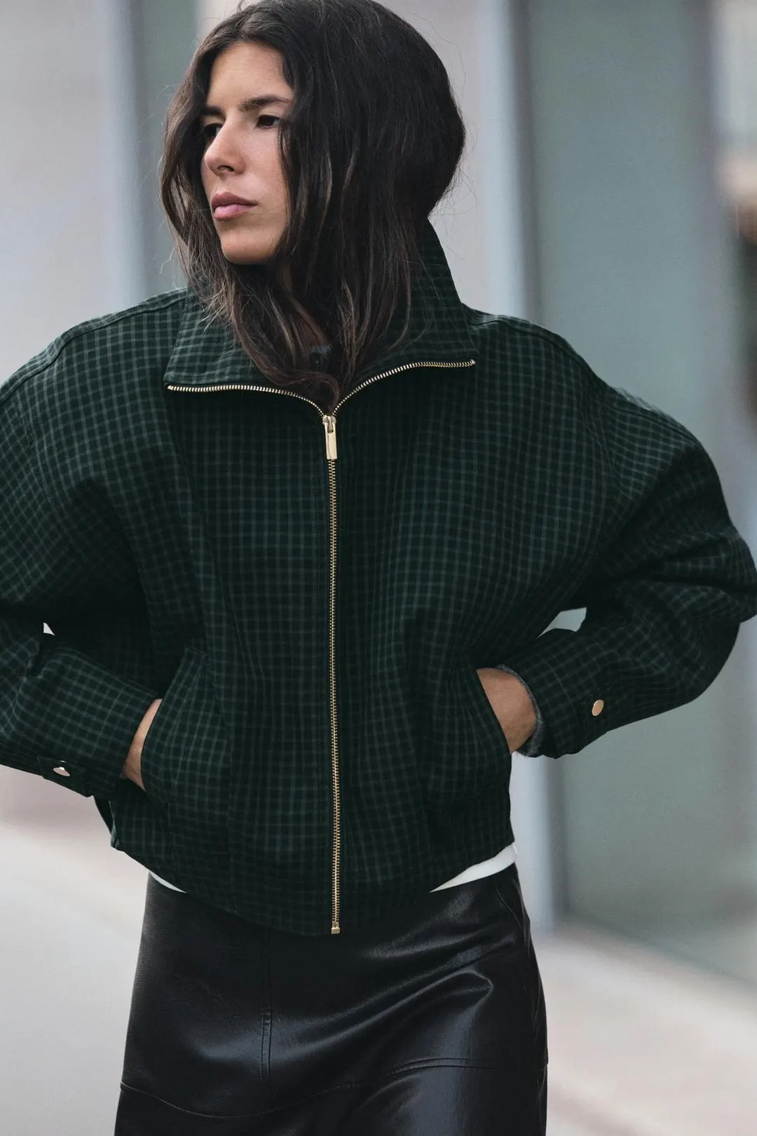 Клетчатая куртка-бомбер, Zara