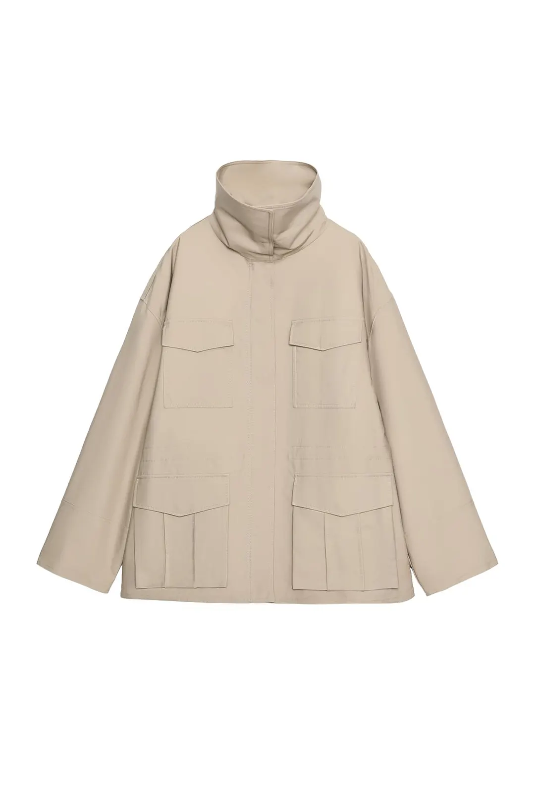 Куртка с высоким воротником и карманами, Zara